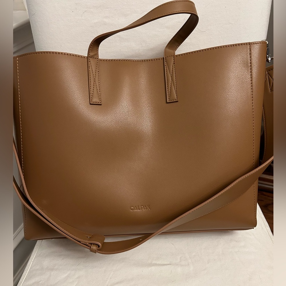 Calpak Tan Leather Tote Bag